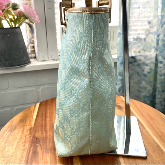 Small Gucci Monogram Guccissima Baby Blue Canvas Tote - Picture 12 of 15